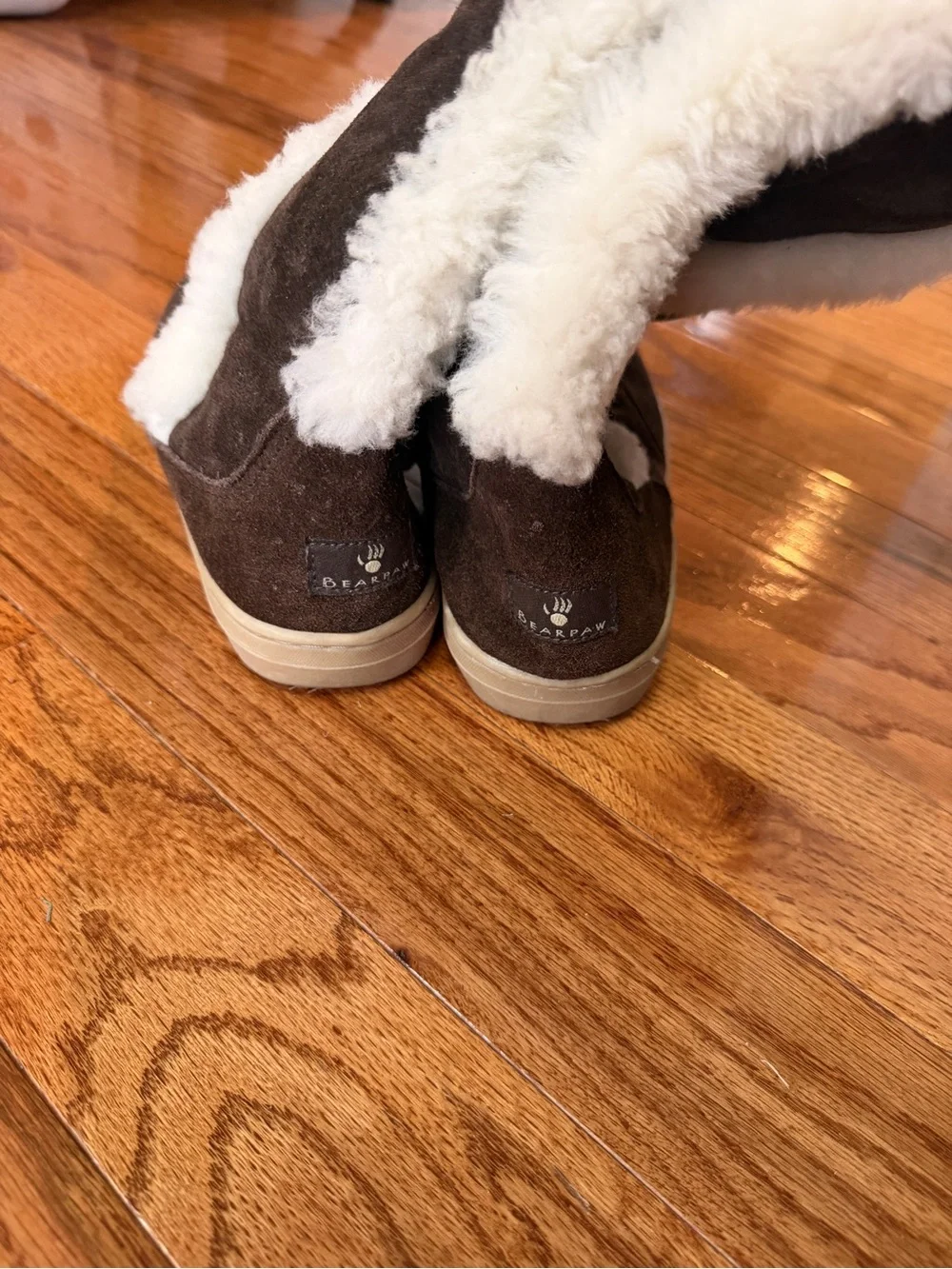 BEARPAW Koda Brown Suede Sheepskin Fur Trim Tall Boots Womens Size 9⁠